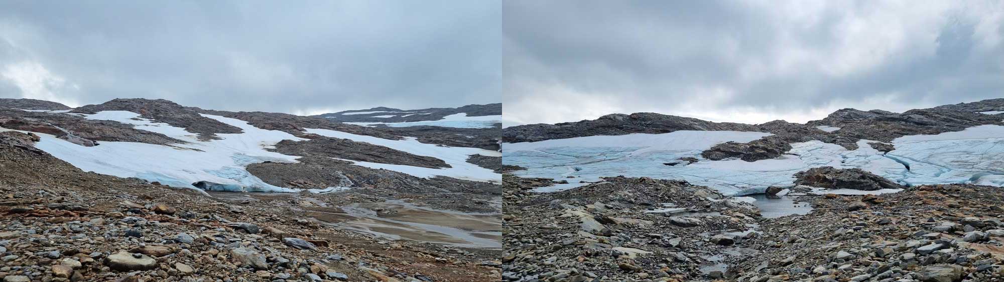 < Breifonn, southern Norway, has over the past decades disintegrated into several smaller parts >. Photo: Liss M. Andreassen, August 2024.